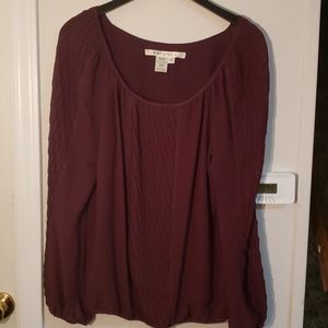 Max studios burgundy long sleeve blouse